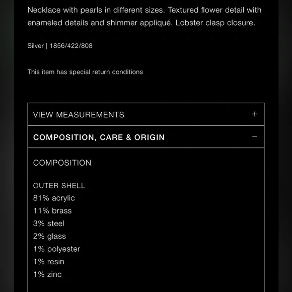 Shimmery floral pearl necklace - Picture 6 of 6